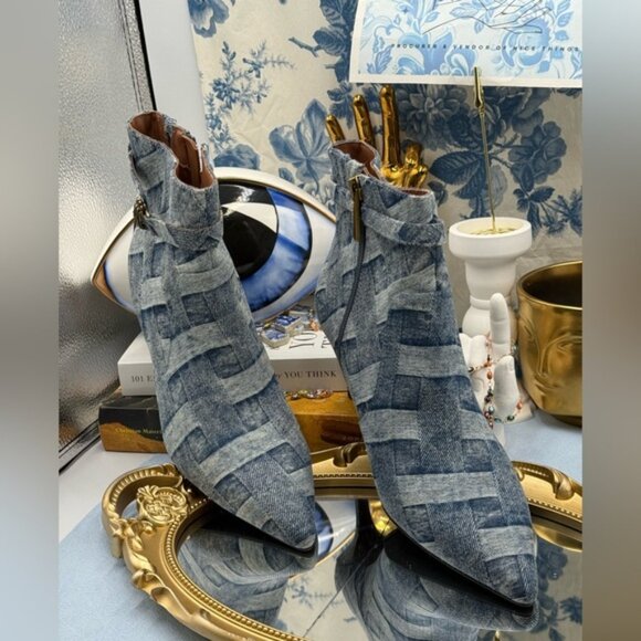 🆕 KURT GEIGER LONDON 🧿 NWOB Kensington Flexi Ankle Boot, Denim - Sz 37 US 7 - Picture 4 of 14